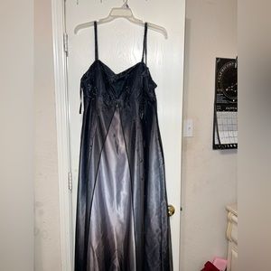 beautiful black and silver ombre ankle length beaded prom dress
